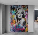 Marilyn Monroe Wallpaper Mural. Graffiti Art Mural. Colorful Pop Art.