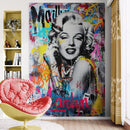 Marilyn Monroe Wallpaper Mural. Graffiti Art Mural. Colorful Pop Art.