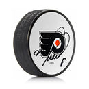 Mark Recchi Philadelphia Flyers Autographed White Hockey Logo Puck by Dynasty Sports & Framing