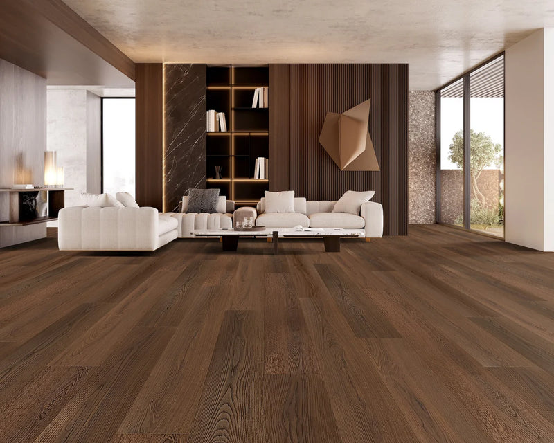 Marron Fonce Embossed Matte 9.37"x60" Waterproof Laminate Flooring 12mm - Greek