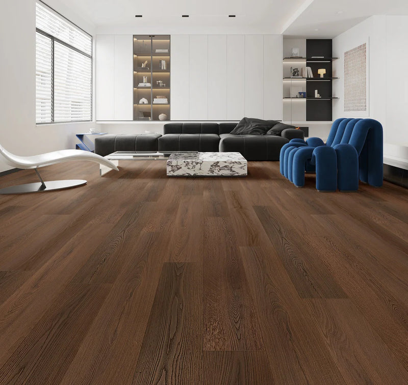 Marron Fonce Embossed Matte 9.37"x60" Waterproof Laminate Flooring 12mm - Greek