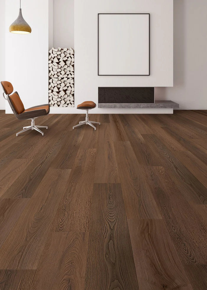 Marron Fonce Embossed Matte 9.37"x60" Waterproof Laminate Flooring 12mm - Greek