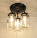 Mason Jar Vintage Light Fixture - Quart Chain Trio