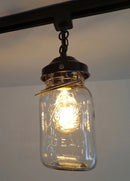 Rustic Mason Jar TRACK LIGHT Chain Trio of Vintage Quarts