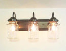 Rustic Vintage Mason Jar BATHROOM Light Trio
