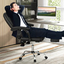 Massage Adjustable Executive Chair with Armrests and Retractable Footrest-Black by DirectDeals
