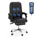 Massage Adjustable Executive Chair with Armrests and Retractable Footrest-Black by LJGDeals