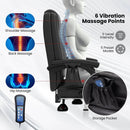 Massage Adjustable Executive Chair with Armrests and Retractable Footrest-Black by LJGDeals