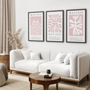 Set of 3 Matisse Abstract Cut Outs - La Gerbe Pink Wall Art by Wall Art Set