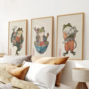 Funny Frog and Cat. Japanese Art. Matsumoto Hoji Poster by Wall Art Set