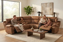 MaxView Media Mocha 6-Piece Power Reclining Sectional with Immersive Sound System by Ornate Furniture