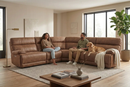 MaxView Media Mocha 6-Piece Power Reclining Sectional with Immersive Sound System by Ornate Furniture