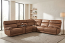 MaxView Media Mocha 6-Piece Power Reclining Sectional with Immersive Sound System by Ornate Furniture
