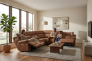 MaxView Media Mocha 6-Piece Power Reclining Sectional with Immersive Sound System by Ornate Furniture