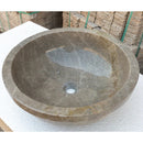 Maya Grey Marble Drop In Round Vessel Bathroom Sink 16 Inch Polished