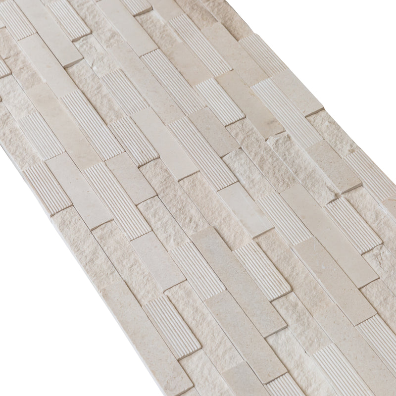 Mayra White Limestone 3D Ledger Panel 6"x24" – Multi-Surface Wall Tile, Full Truckload