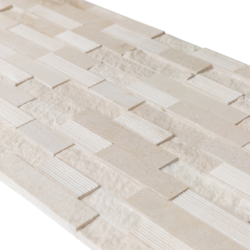 Mayra White Limestone 3D Ledger Panel 6"x24" – Multi-Surface Wall Tile, Full Truckload