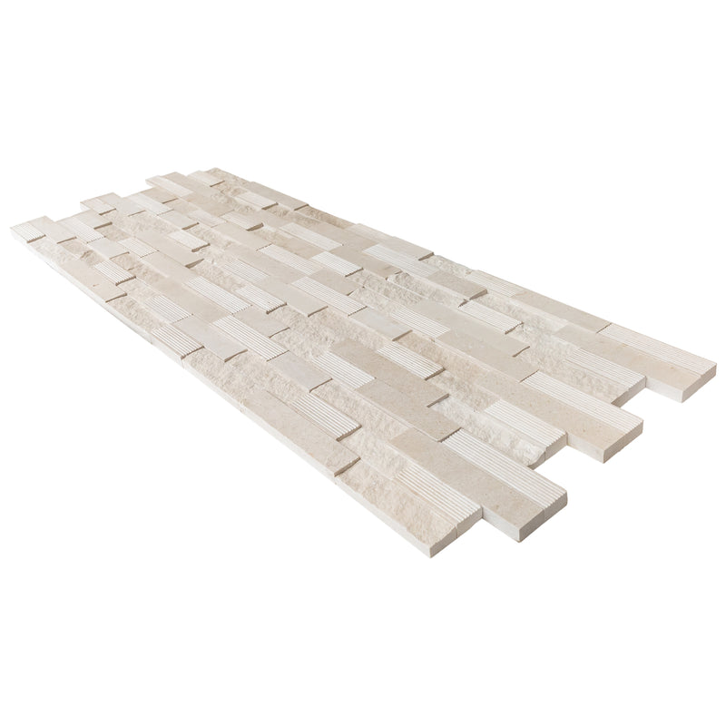 Mayra White Limestone 3D Ledger Panel 6"x24" – Multi-Surface Wall Tile, Full Truckload