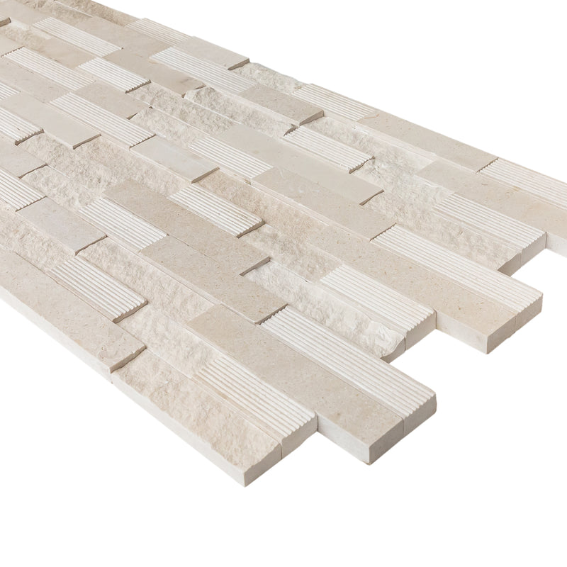 Mayra White Limestone 3D Ledger Panel 6"x24" – Multi-Surface Wall Tile, Full Truckload