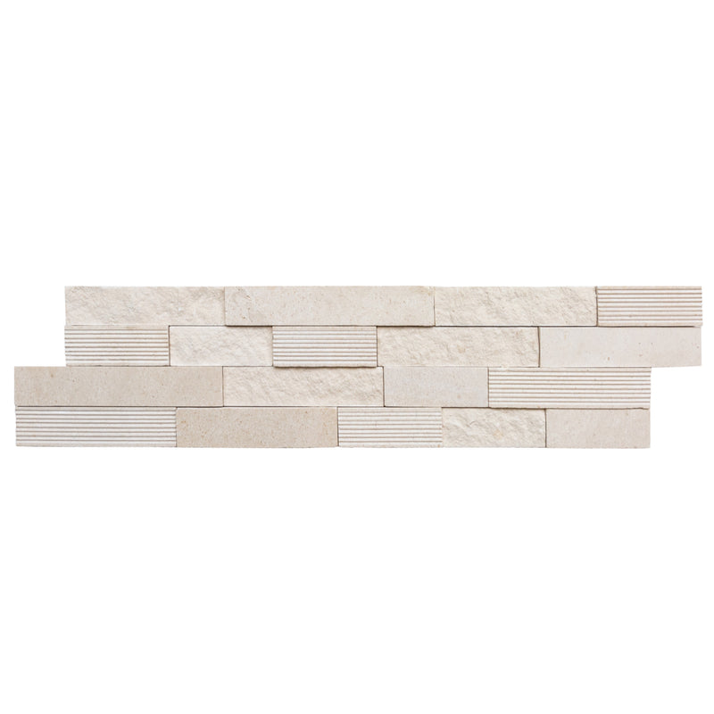 Mayra White Limestone 3D Ledger Panel 6"x24" – Multi-Surface Wall Tile, Full Truckload