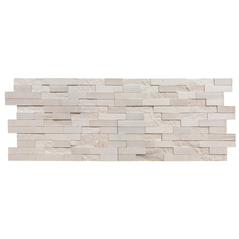 Mayra White Limestone 3D Ledger Panel 6"x24" – Multi-Surface Wall Tile, Full Truckload