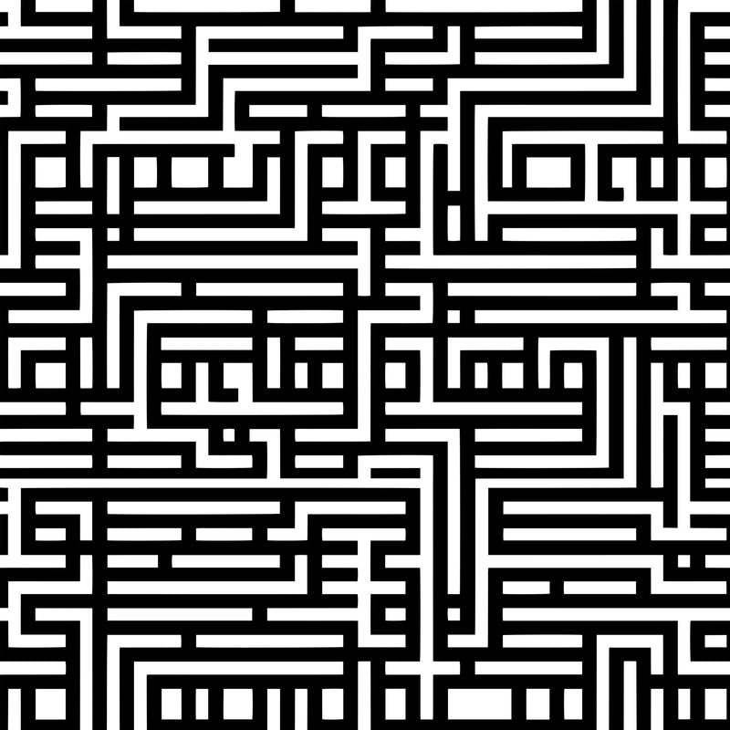 Abstract Maze Black and White Wallpaper Mural.