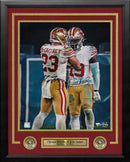 Christian McCaffrey & Deebo Samuel San Francisco 49ers Autographed 16" x 20" Framed Football Photo by Dynasty Sports & Framing