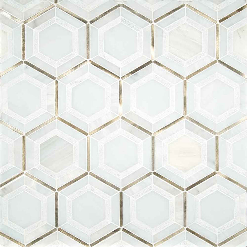 MSI Medici Gold Pattern Stone Metal Mosaic Wall and Floor Tile 10.83"x12.44"