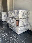 Made to-order Freestanding Vanity Unit with marle drawers Calacatta Viola Marble Purple/ Gray Veins by MEG Custom Marble By Ziynet A. LLC