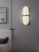 Oval Alabaster Semi-Circular Wall Lamp