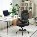 Mesh Office Chair with Adaptive Lumbar Support Flip-up Armrests Reclining Backrest-Black by LJGDeals
