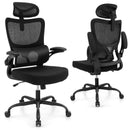 Mesh Office Chair with Adaptive Lumbar Support Flip-up Armrests Reclining Backrest-Black by LJGDeals