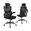 Mesh Office Chair with Adaptive Lumbar Support Flip-up Armrests Reclining Backrest-Black by LJGDeals