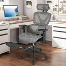 Mesh Office Chair with Tilting Backrest and Retractable Footrest-Gray by LJGDeals