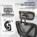 Mesh Office Chair with Tilting Backrest and Retractable Footrest-Gray