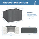 13'x20' Metal Shed with Double Front Doors & Side Entry Door