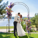7.9 Feet Metal Garden Arch Backdrop Stand with Fence for Climbing Plants-Black by LJGDeals