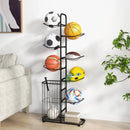 Metal Basketball Holder with 7 Removable Hanging Rods and Side Ball Basket by LJGDeals