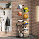 Metal Basketball Holder with 7 Removable Hanging Rods and Side Ball Basket by LJGDeals