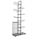 Metal Basketball Holder with 7 Removable Hanging Rods and Side Ball Basket