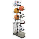 Metal Basketball Holder with 7 Removable Hanging Rods and Side Ball Basket by LJGDeals