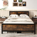 Metal Bed Frame with Headboard and Footboard-Queen Size