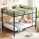 Metal Bunk Bed Full Over Full with Length Safety Guardrail-Black by LJGDeals