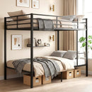 Metal Bunk Bed Full Over Full with Length Safety Guardrail-Black by LJGDeals