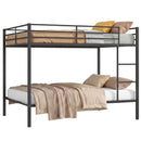 Metal Bunk Bed Full Over Full with Length Safety Guardrail-Black by LJGDeals