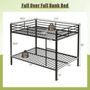 Metal Bunk Bed Full Over Full with Length Safety Guardrail-Black by LJGDeals