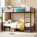 Metal Bunk Bed Full Over Full with Length Safety Guardrail-Black by LJGDeals