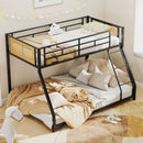 Metal Bunk Bed Twin Over Full with Full Length Safety Guardrail and Ramp Ladder by LJGDeals