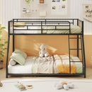 Metal Bunk Bed Twin Over Full with Full Length Safety Guardrail and Ramp Ladder by LJGDeals