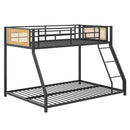 Metal Bunk Bed Twin Over Full with Full Length Safety Guardrail and Ramp Ladder by LJGDeals
